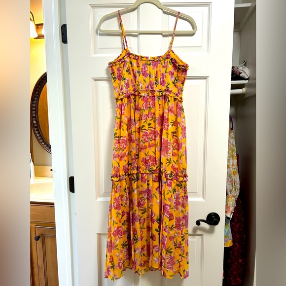 Adelyn Rae floral pleated fit & flare dress. Size small. Yellow and pink - Picture 3 of 5